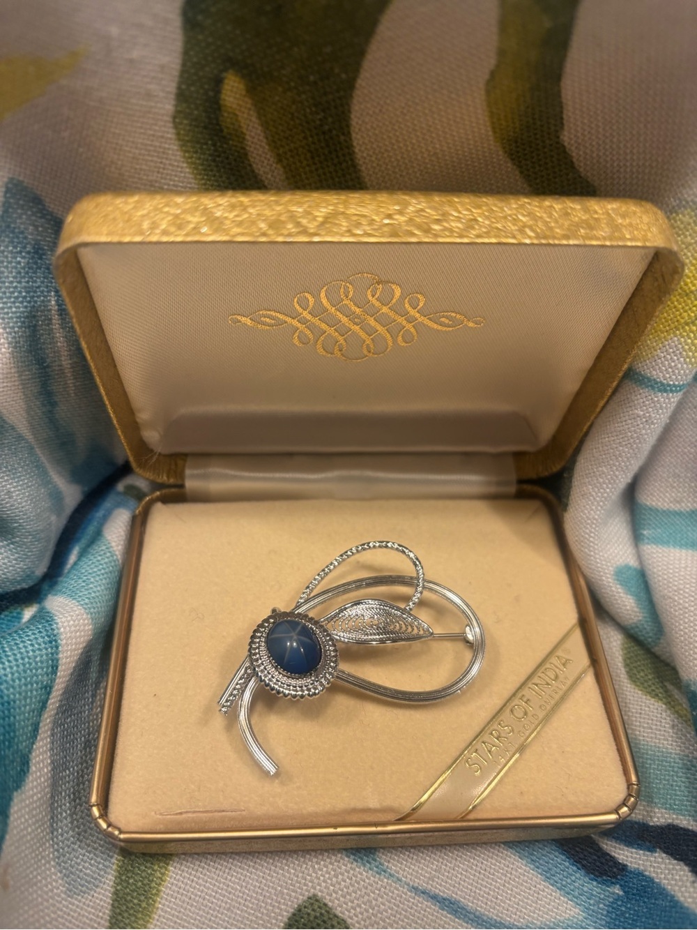 Vintage Star of India Sterling Silver Blue Brooch NWOT
